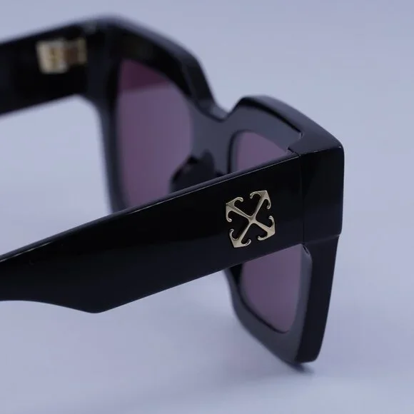 Off-White OERI13I JACKSON 1028 Sunglasses Black Square Frame, Burgundy Lenses